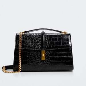 Mango MNG Crossbody Crocodile Animal Print Effect Chain Magnetic Closure Bag